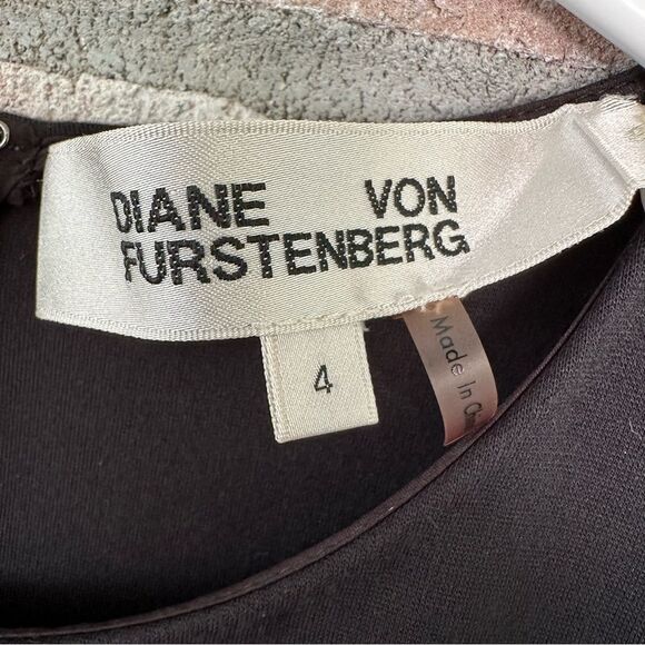 Diane Von Furstenberg Hadlie Sheath Dress Women’s 4 Black Cocktail Knee Length - Picture 4 of 8